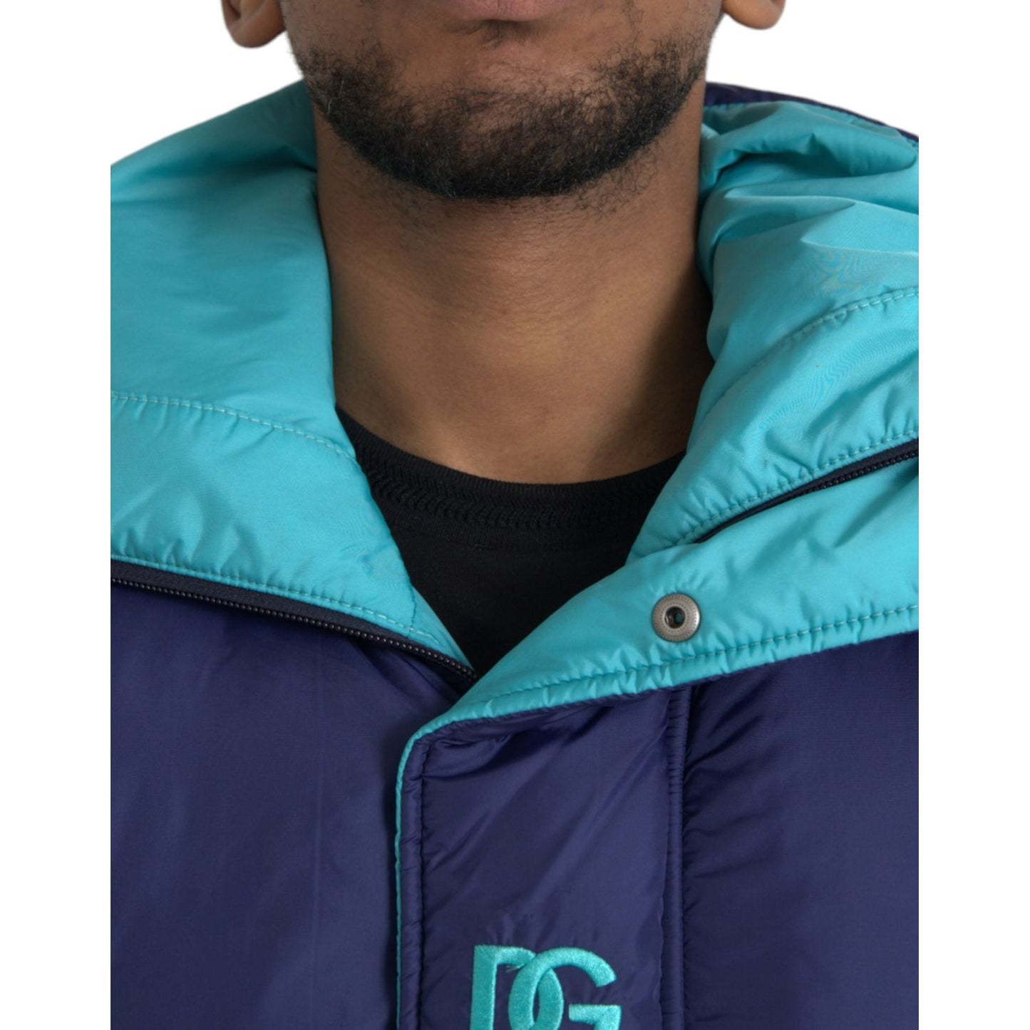 Dolce & Gabbana Navy Blue Quilted Windbreaker Puffer Jacket Dolce & Gabbana Dark Slate Gray