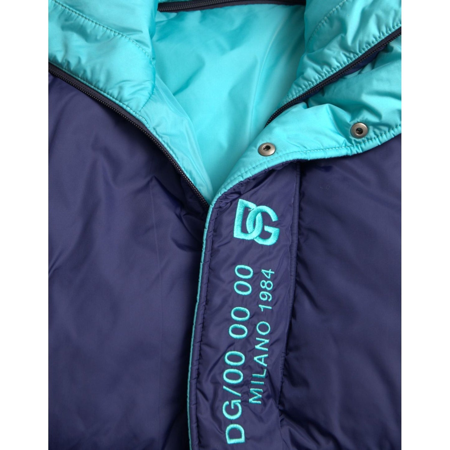 Dolce & Gabbana Navy Blue Quilted Windbreaker Puffer Jacket Dolce & Gabbana Dark Slate Gray