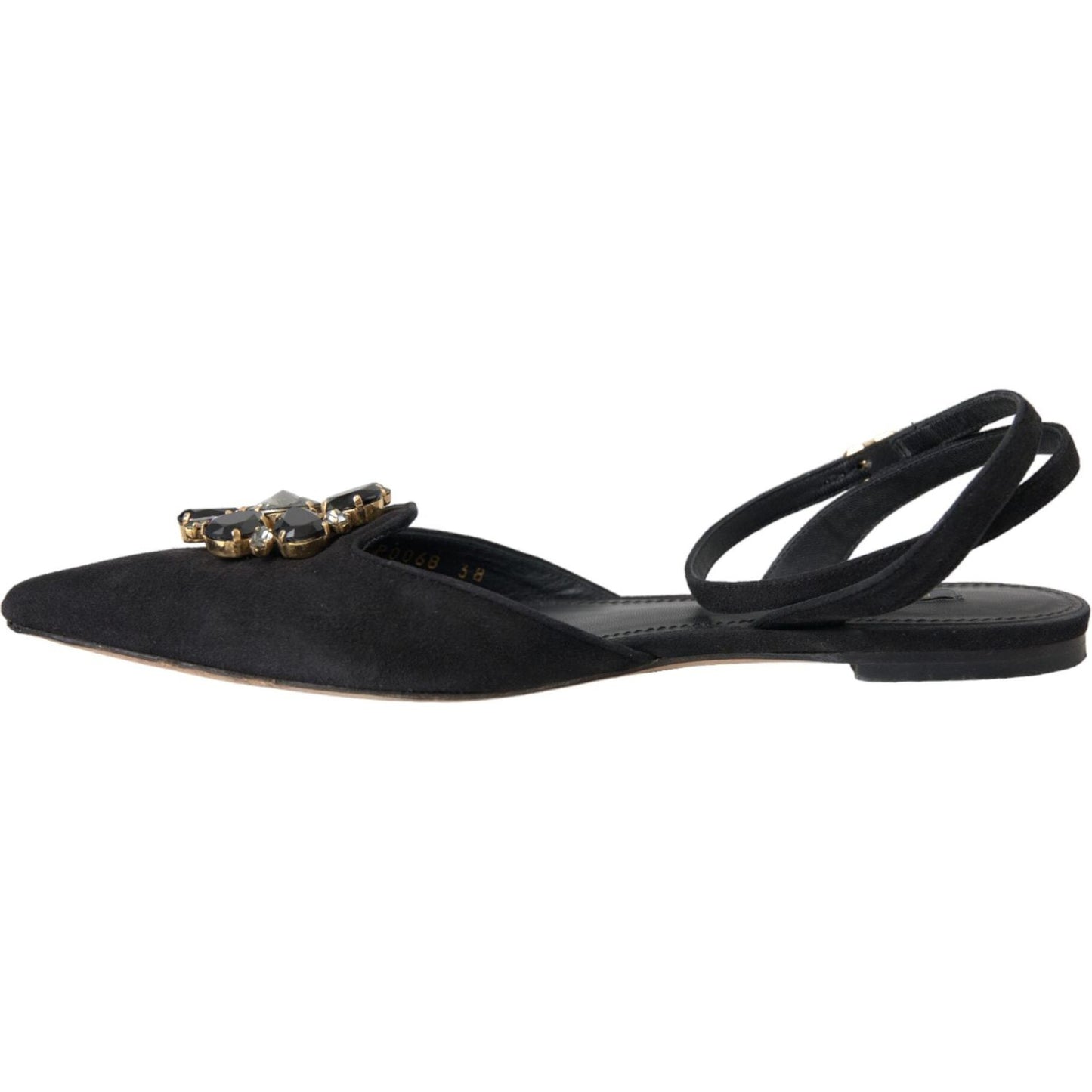 Dolce & Gabbana Black Leather Crystal Slingback Sandals Shoes Dolce & Gabbana Dark Slate Gray