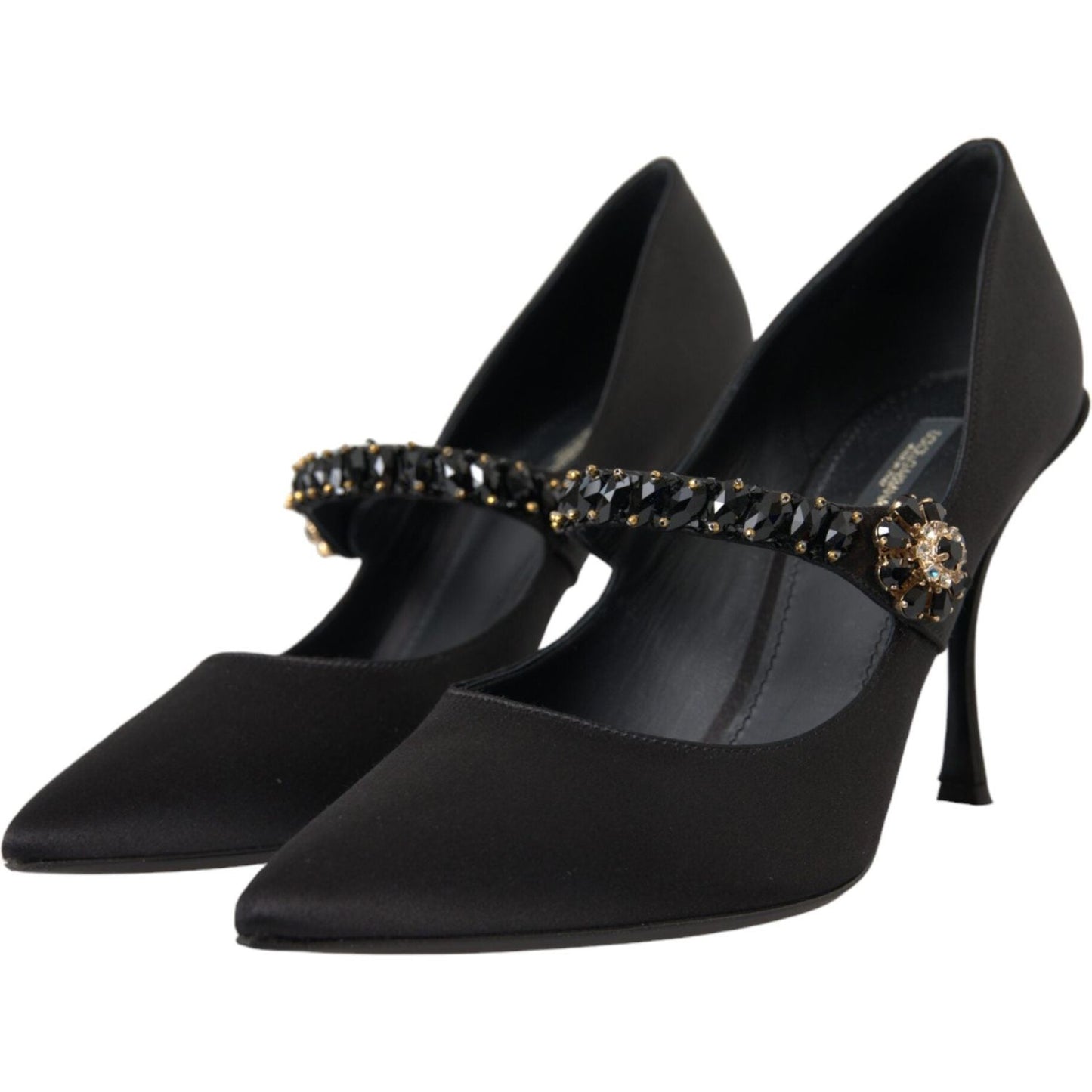 Dolce & Gabbana Black Mary Jane Crystal Heels Pumps Shoes Dolce & Gabbana Black