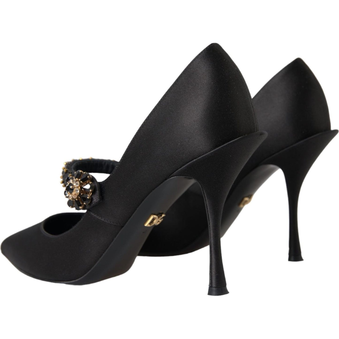 Dolce & Gabbana Black Mary Jane Crystal Heels Pumps Shoes Dolce & Gabbana Dark Slate Gray