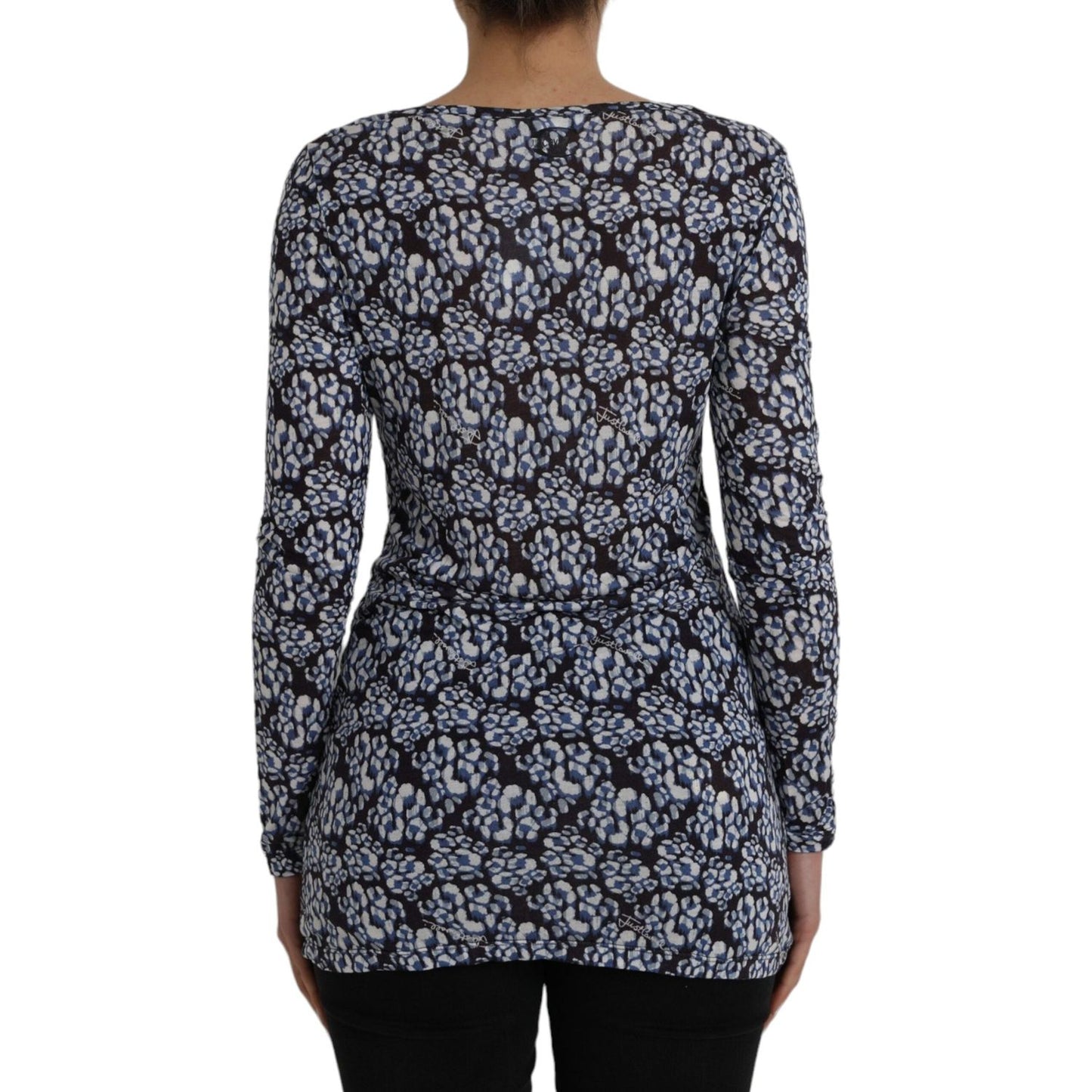 Just Cavalli Blue Floral Lace Long Sleeves Top Underwear Blouse Just Cavalli Dark Slate Gray