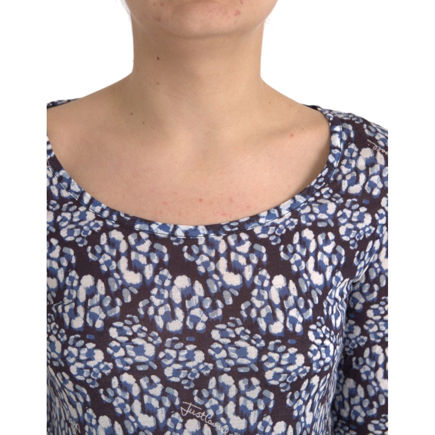 Just Cavalli Blue Floral Lace Long Sleeves Top Underwear Blouse Just Cavalli Rosy Brown