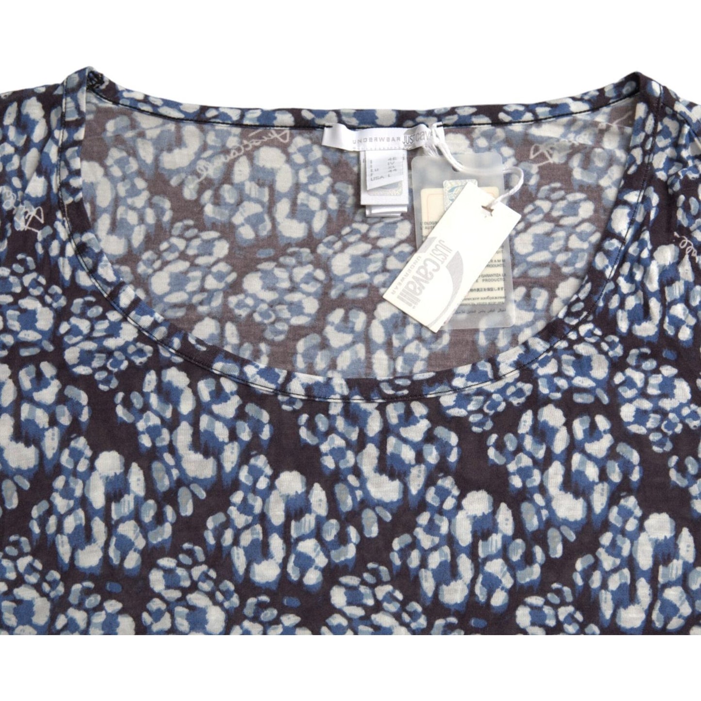 Just Cavalli Blue Floral Lace Long Sleeves Top Underwear Blouse Just Cavalli Dim Gray