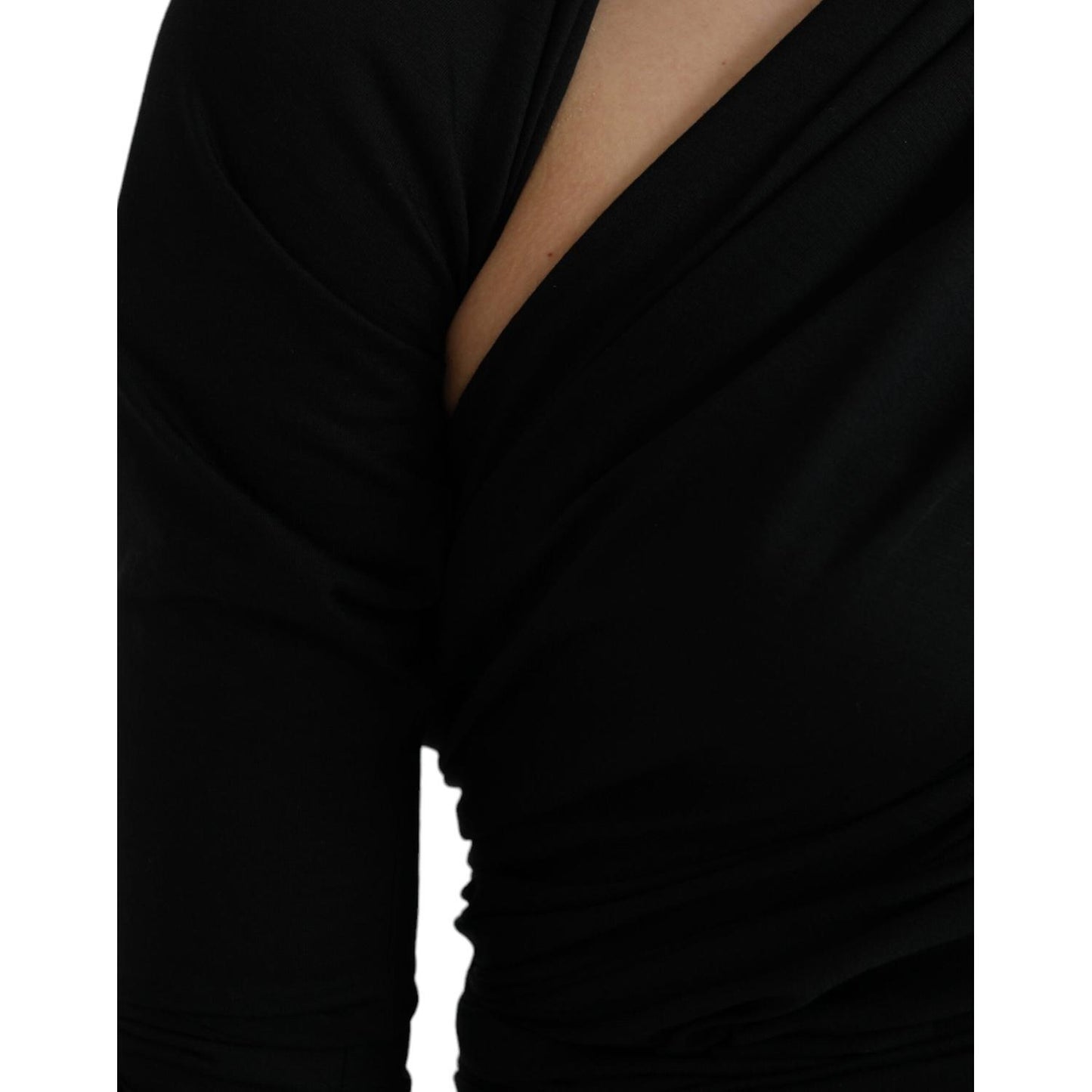 Dolce & Gabbana Black Wool Cutout Asymmetric Long Sleeve Top Dolce & Gabbana Black