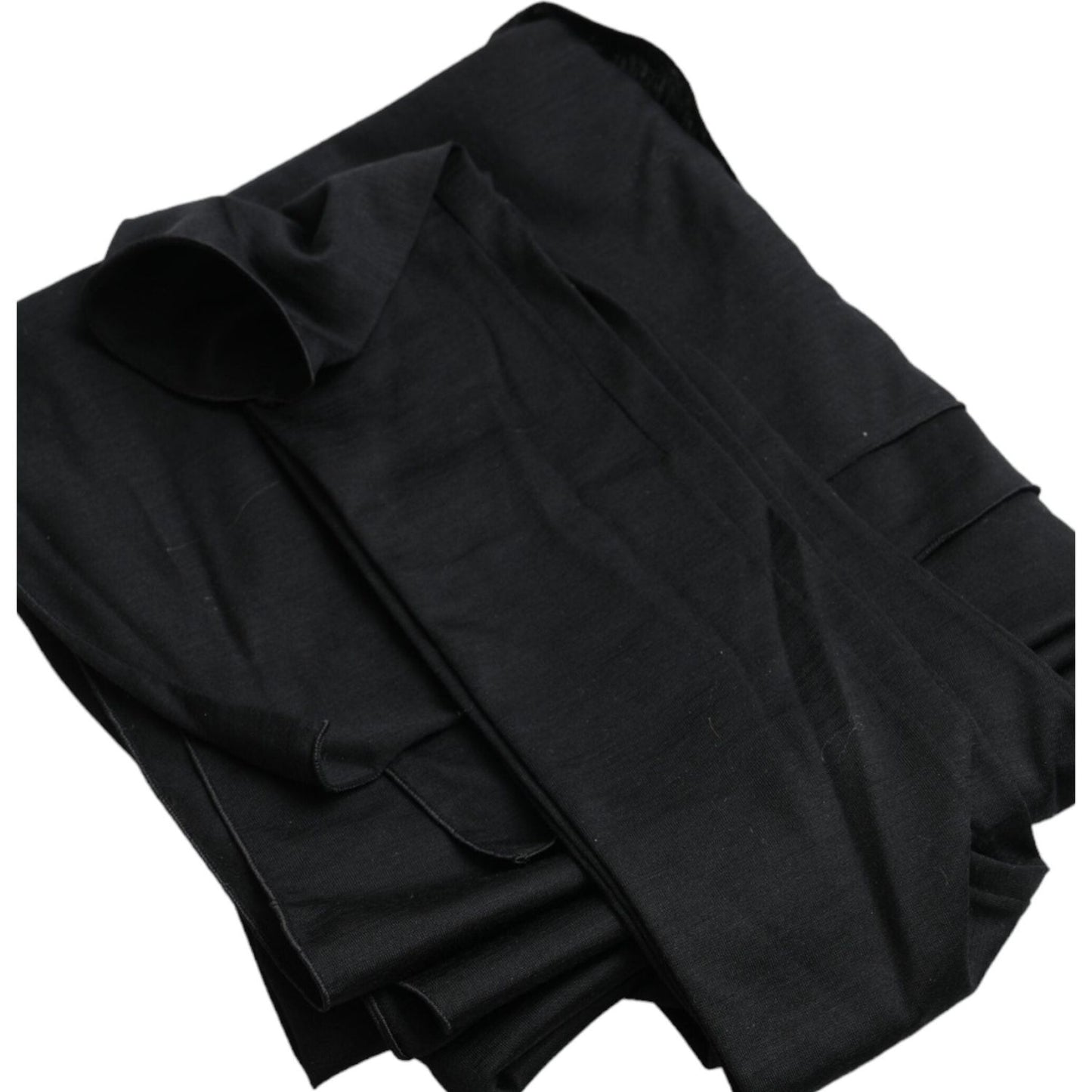 Dolce & Gabbana Black Wool Cutout Asymmetric Long Sleeve Top Dolce & Gabbana Black