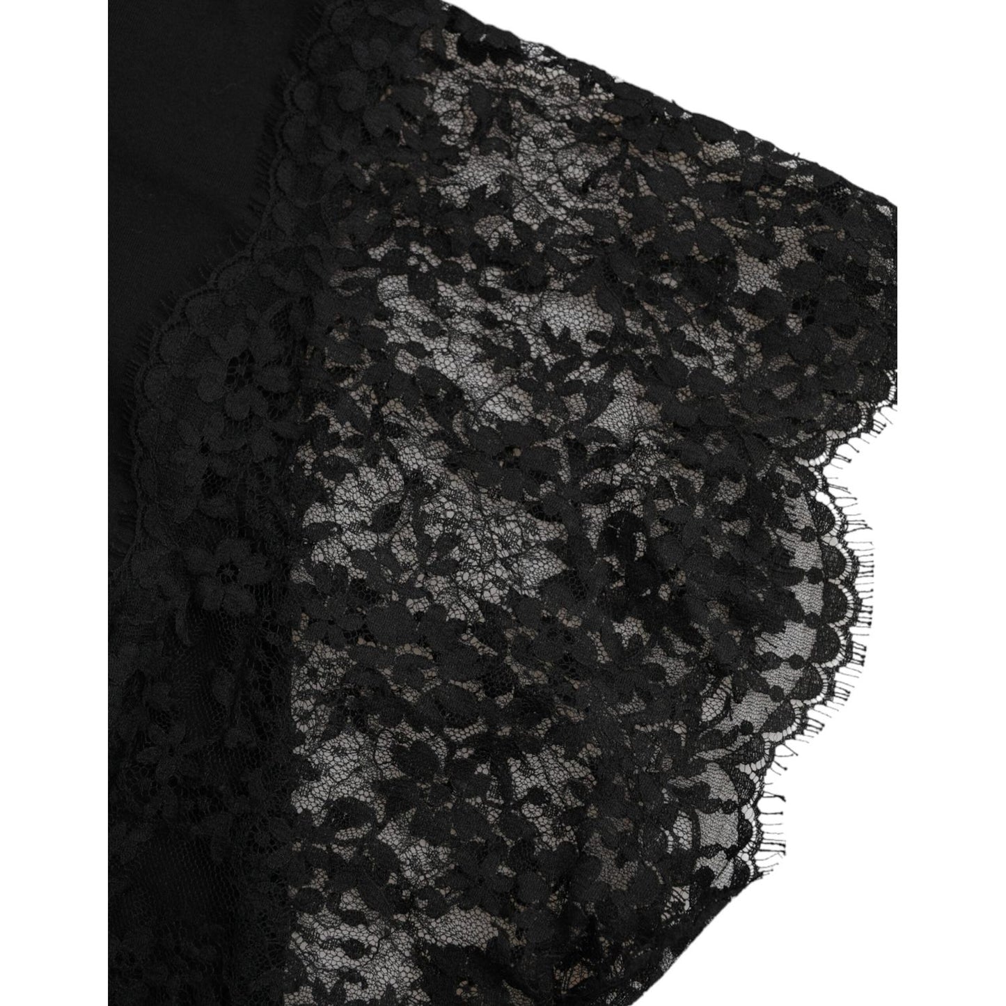 Dolce & Gabbana Black Sacred Heart Print Cotton Lace T-shirt Dolce & Gabbana Black