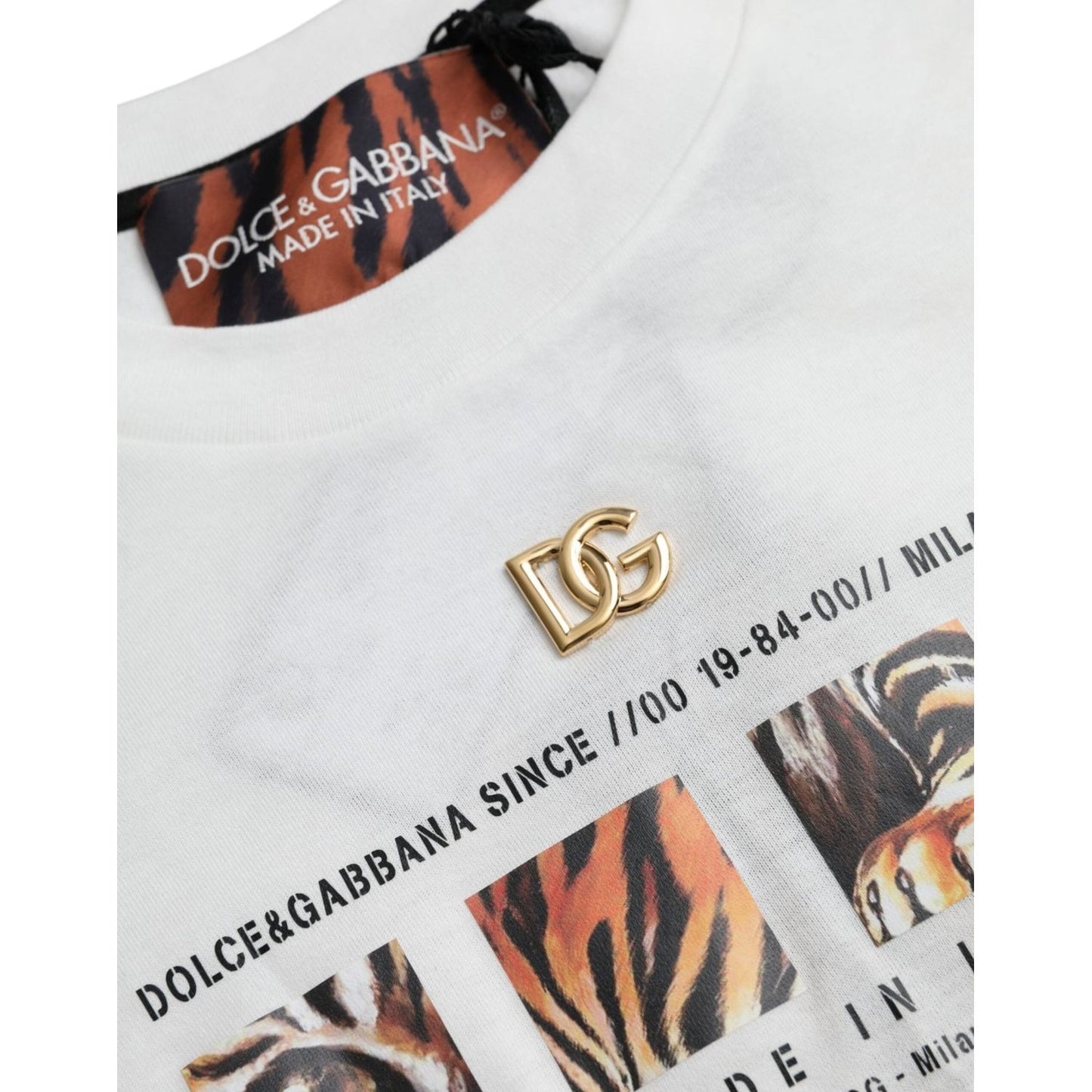 Dolce & Gabbana White Cotton Short Sleeves Crew Neck T-shirt Dolce & Gabbana Light Gray