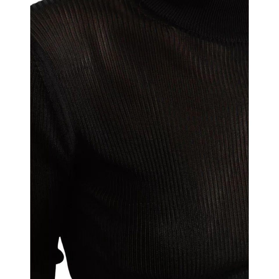 Dolce & Gabbana Black Viscose Turtle Neck Pullover Sweater Dolce & Gabbana Black