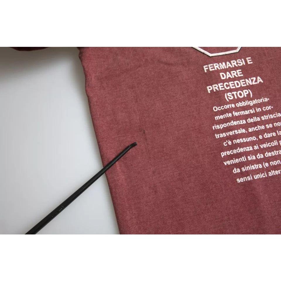 Dolce & Gabbana Maroon Print Round Neck Short Sleeves T-shirt Dolce & Gabbana Sienna