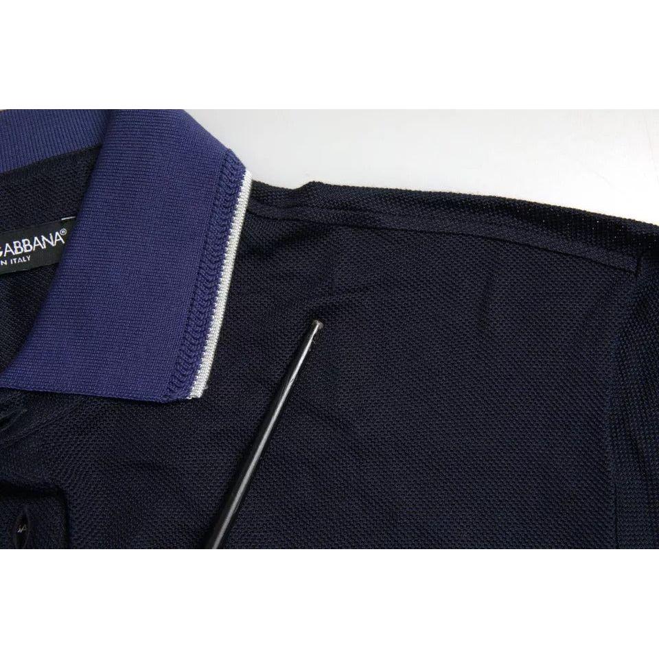 Dolce & Gabbana Navy Blue Collared Short Sleeve Polo T-shirt Dolce & Gabbana Black