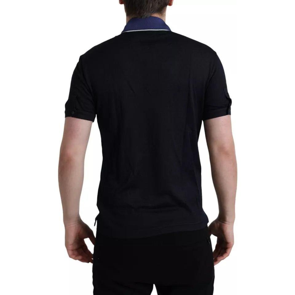 Dolce & Gabbana Navy Blue Collared Short Sleeve Polo T-shirt Dolce & Gabbana Black