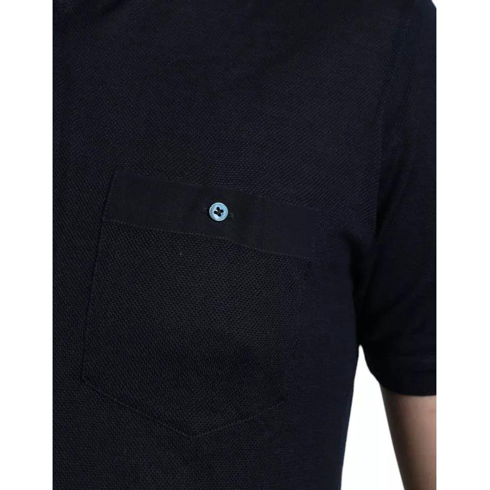 Dolce & Gabbana Navy Blue Collared Short Sleeve Polo T-shirt Dolce & Gabbana Black