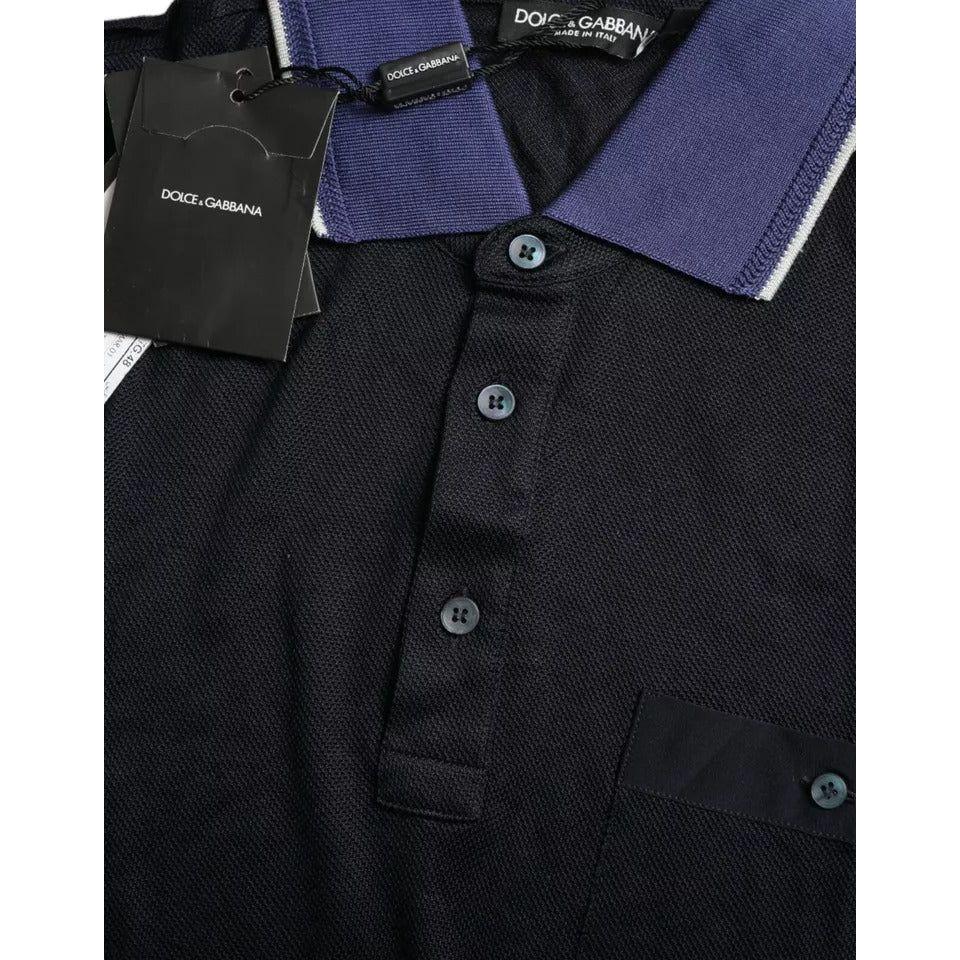 Dolce & Gabbana Navy Blue Collared Short Sleeve Polo T-shirt Dolce & Gabbana Black