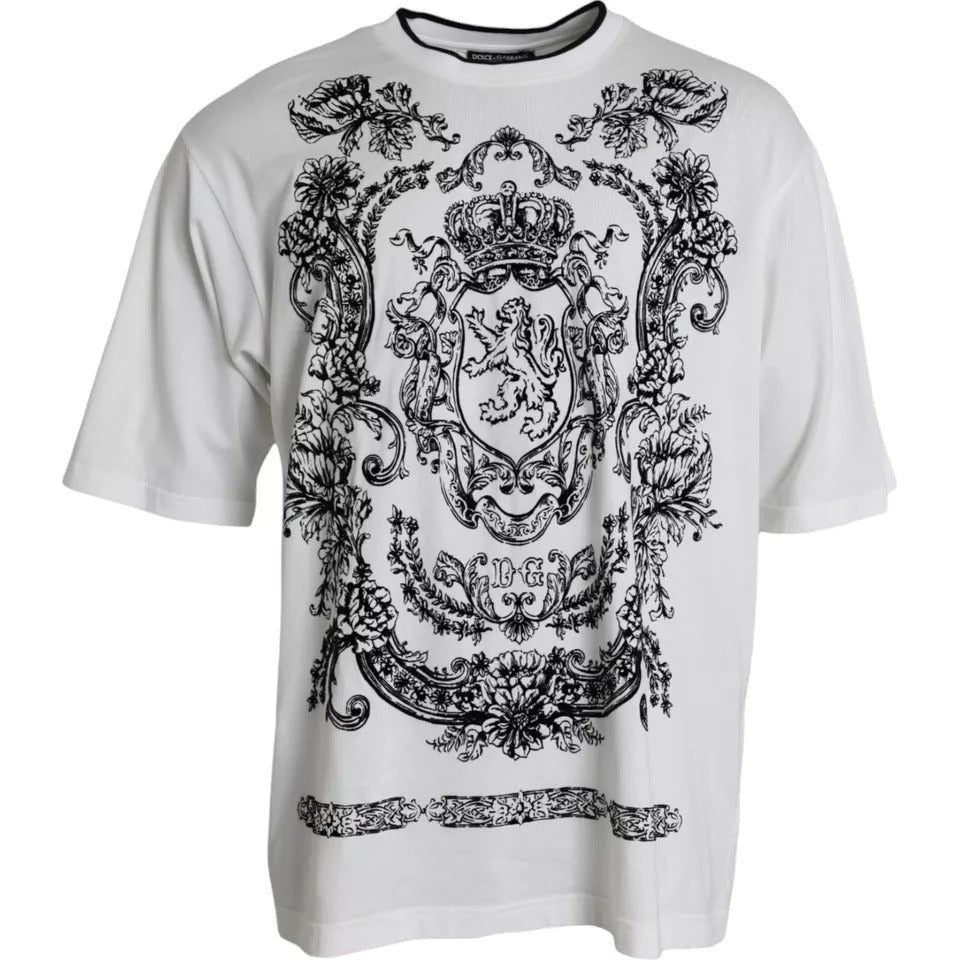 Dolce & Gabbana White Lion Crown Logo Cotton Crewneck T-shirt Dolce & Gabbana Light Gray