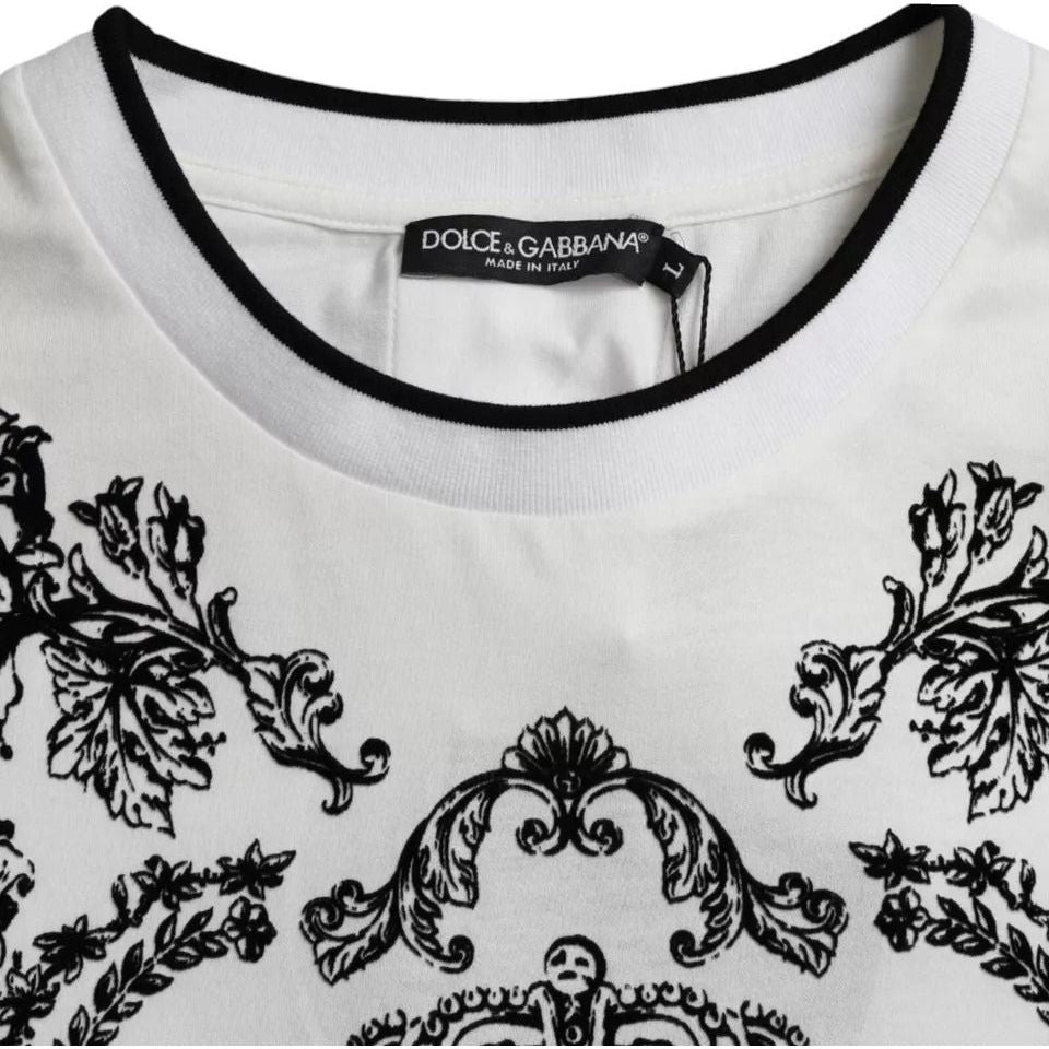 Dolce & Gabbana White Lion Crown Logo Cotton Crewneck T-shirt Dolce & Gabbana Light Gray