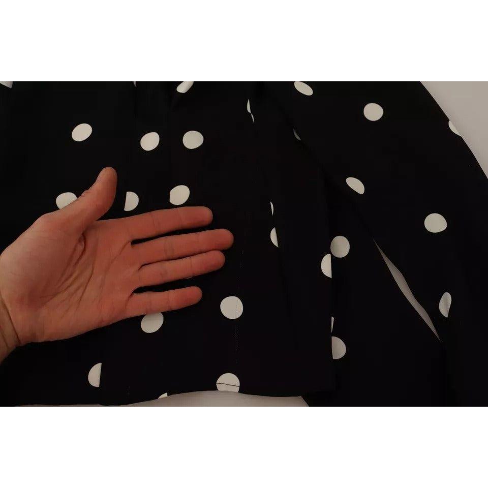 Dolce & Gabbana Black Polka Dots Silk Pussy Bow Long Sleeves Top Dolce & Gabbana Sienna