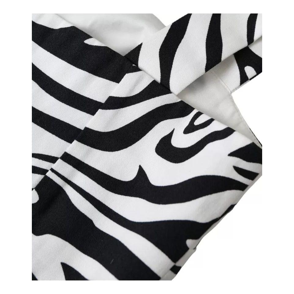 Dolce & Gabbana Black White Zebra Sleeveless Bustier Crop Top Dolce & Gabbana Light Gray