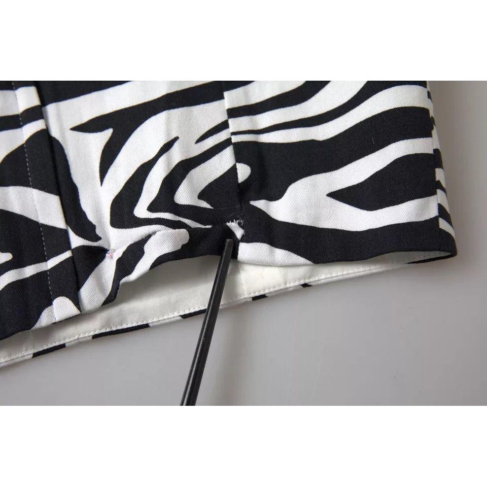 Dolce & Gabbana Black White Zebra Sleeveless Bustier Crop Top Dolce & Gabbana Gray