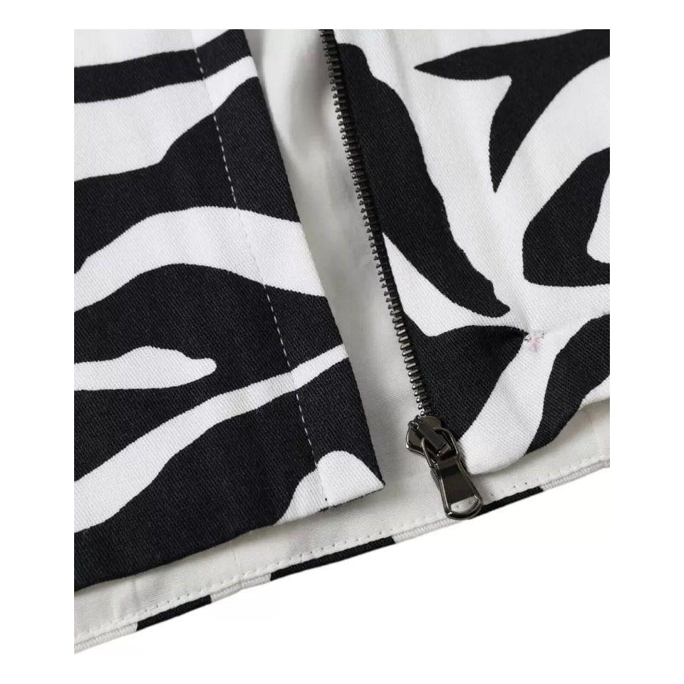 Dolce & Gabbana Black White Zebra Sleeveless Bustier Crop Top Dolce & Gabbana Light Gray