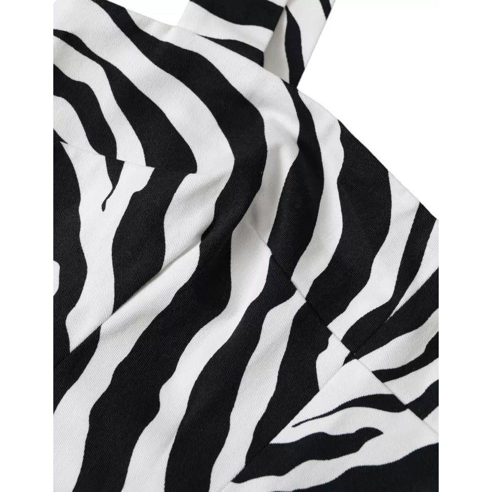 Dolce & Gabbana Black White Zebra Sleeveless Bustier Crop Top Dolce & Gabbana Black