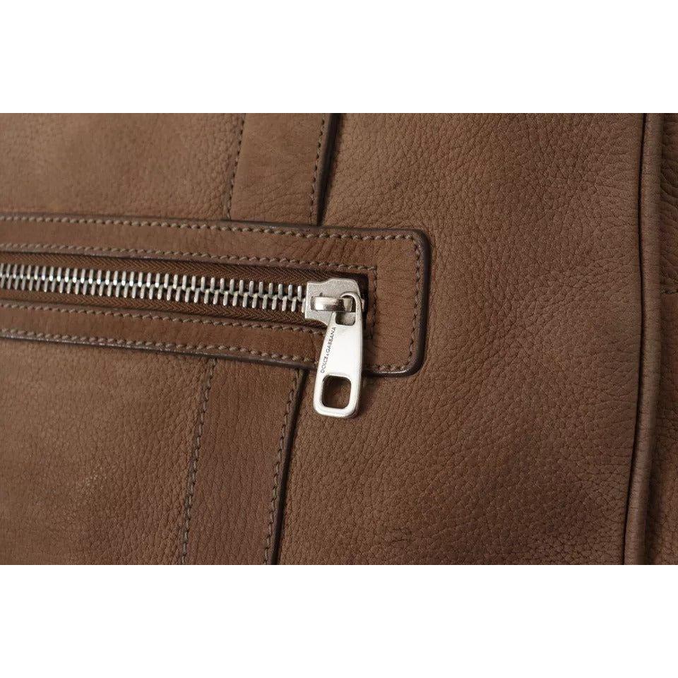 Dolce & Gabbana Brown Leather Shoulder Strap Travel Messenger Gym Men Bag Dolce & Gabbana Dark Olive Green