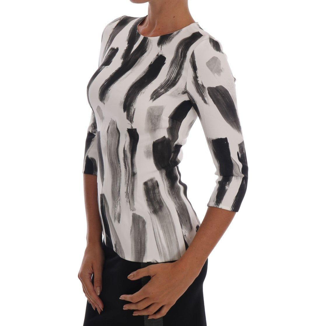 Dolce & Gabbana Elegant Striped Stretch Blouse Dolce & Gabbana Dark Gray
