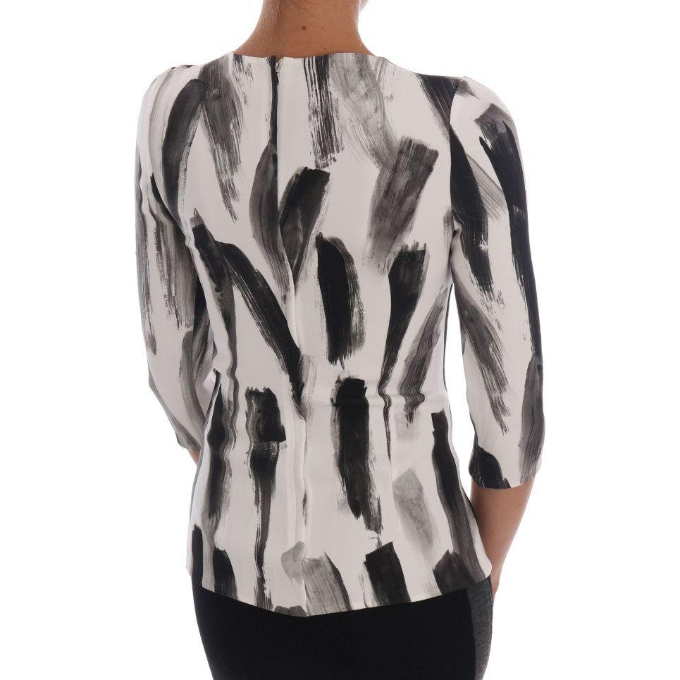 Dolce & Gabbana Elegant Striped Stretch Blouse Dolce & Gabbana Gray