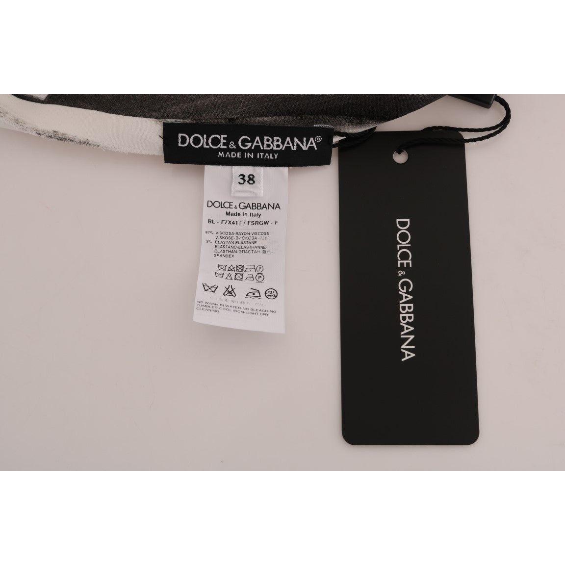 Dolce & Gabbana Elegant Striped Stretch Blouse Dolce & Gabbana Gray