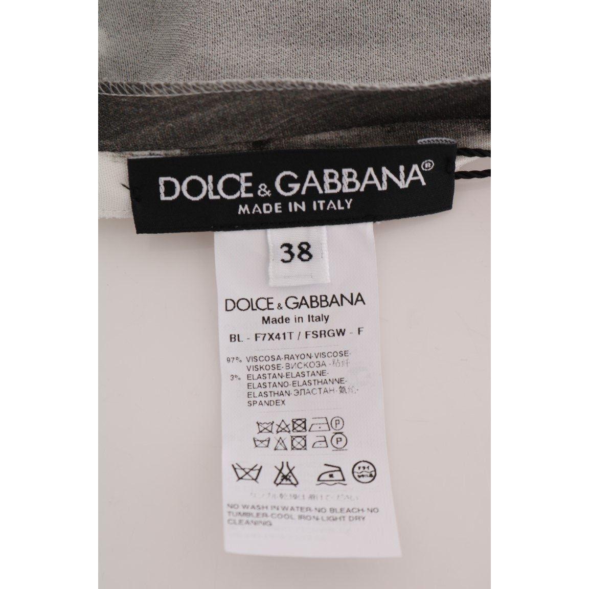 Dolce & Gabbana Elegant Striped Stretch Blouse Dolce & Gabbana Gray