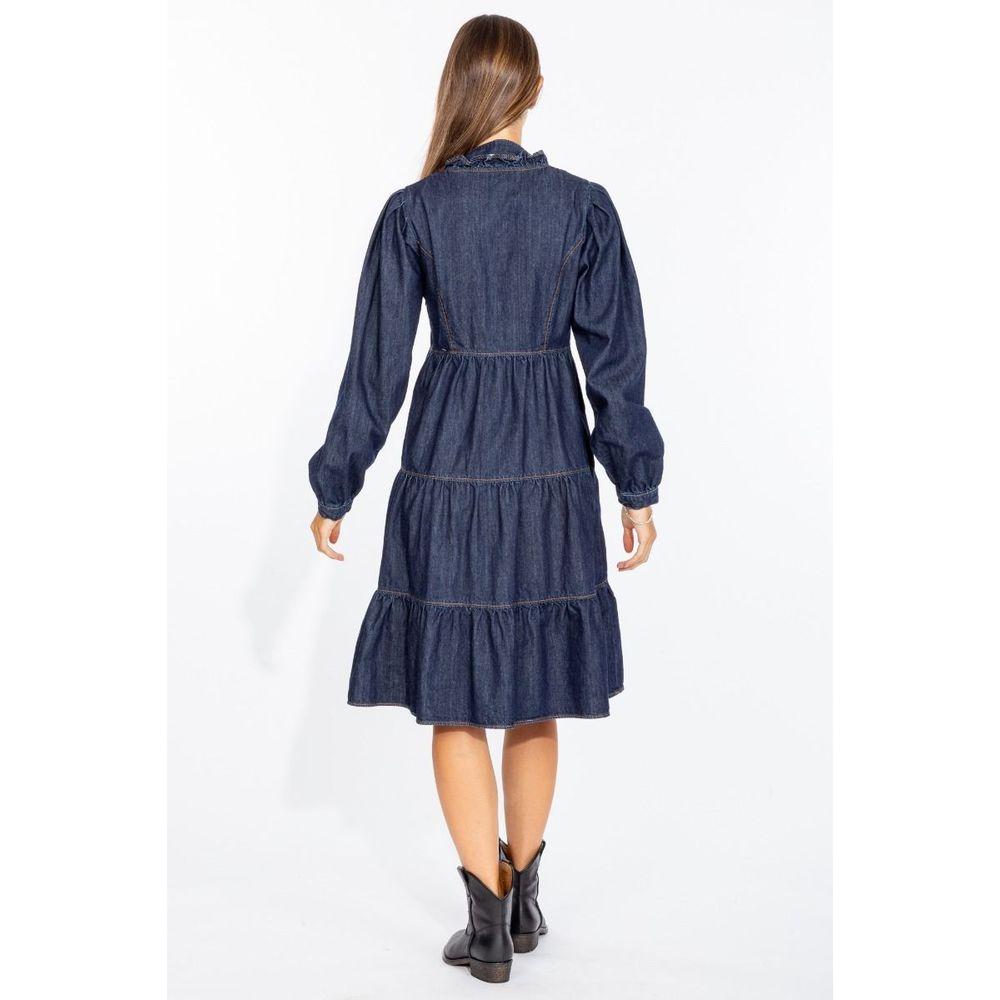 Love Moschino Elegant Dark Blue Denim Flare Dress Love Moschino White Smoke