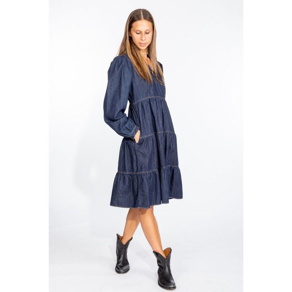 Love Moschino Elegant Dark Blue Denim Flare Dress Love Moschino Dark Slate Gray