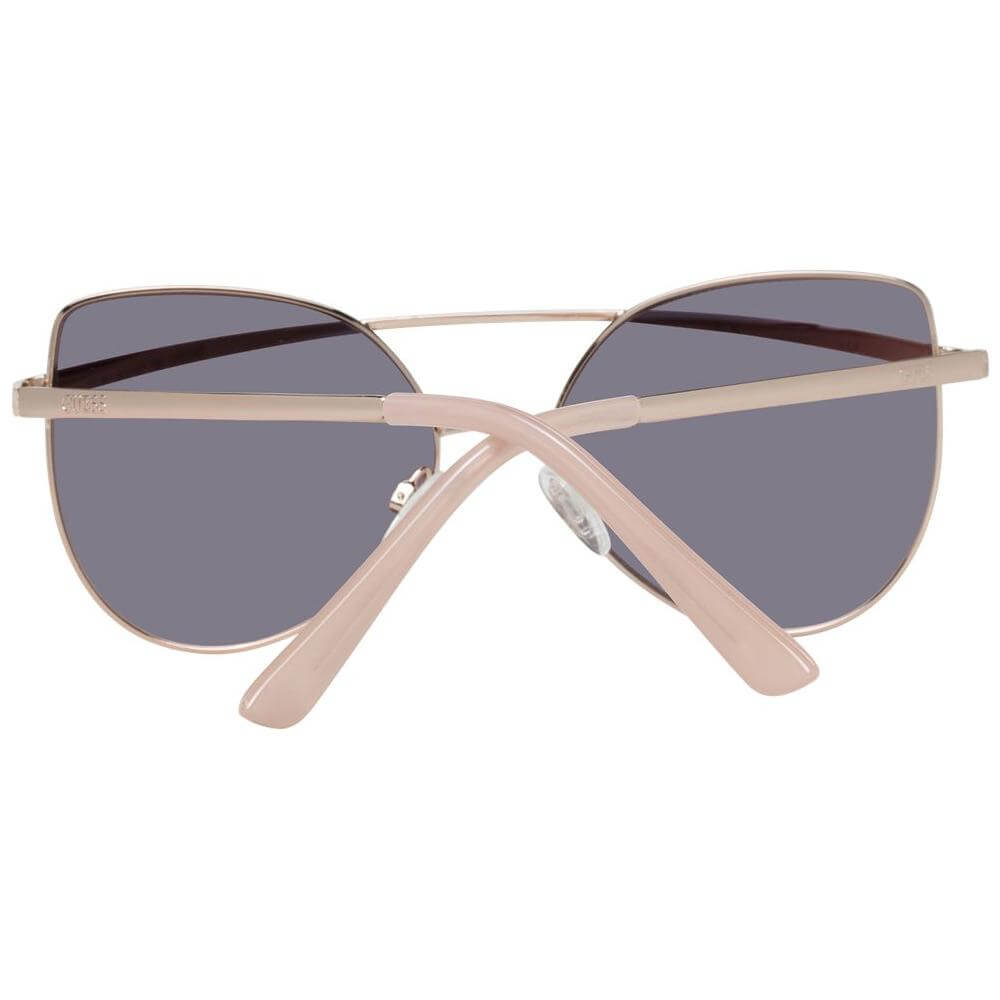 Guess Rose Gold Butterfly Style Women's Sunglasses with UV Protection, Mirrored Plastic Lenses, Full-Rim Metal Frame.