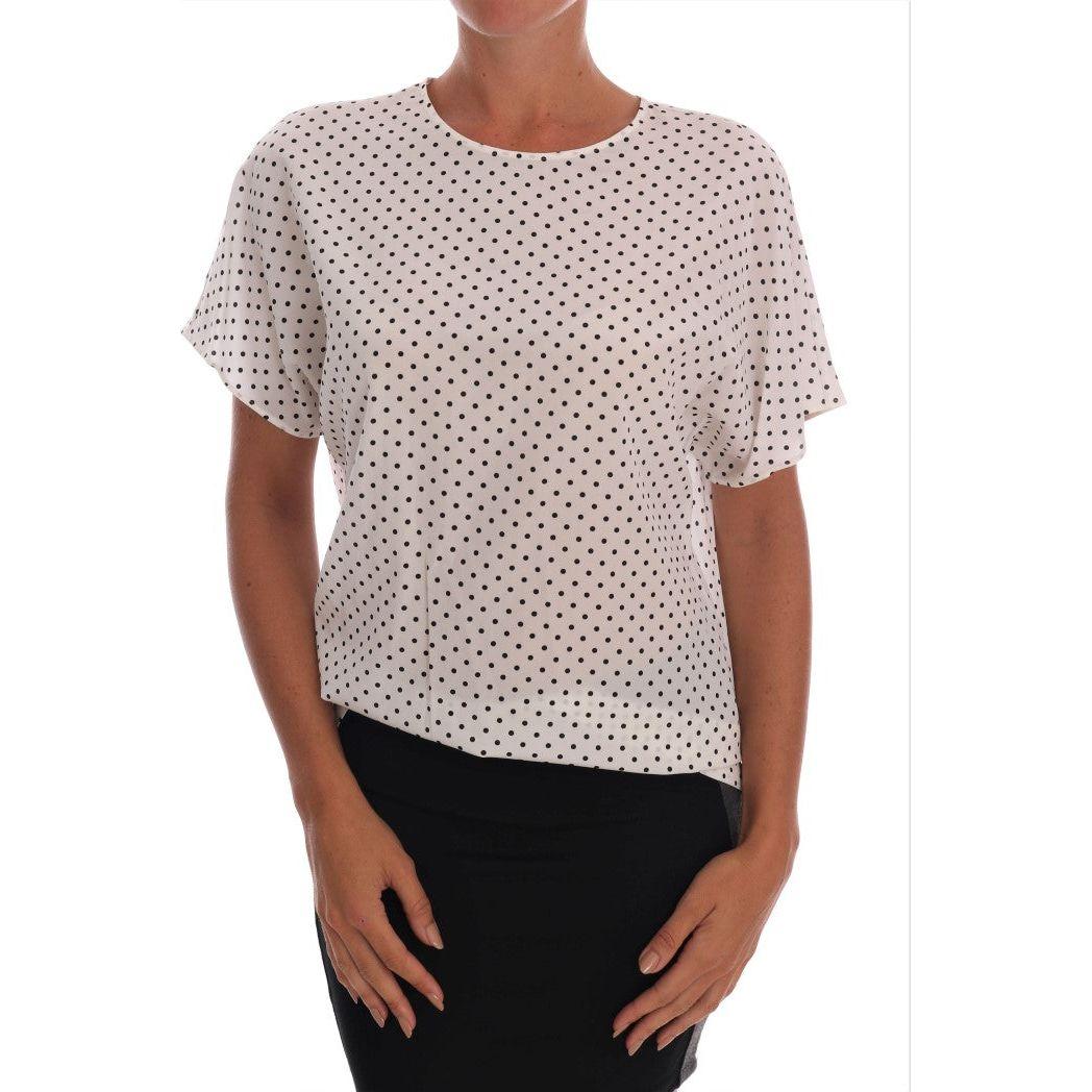 Dolce & Gabbana Chic Polka Dot Silk Blouse Dolce & Gabbana Gray