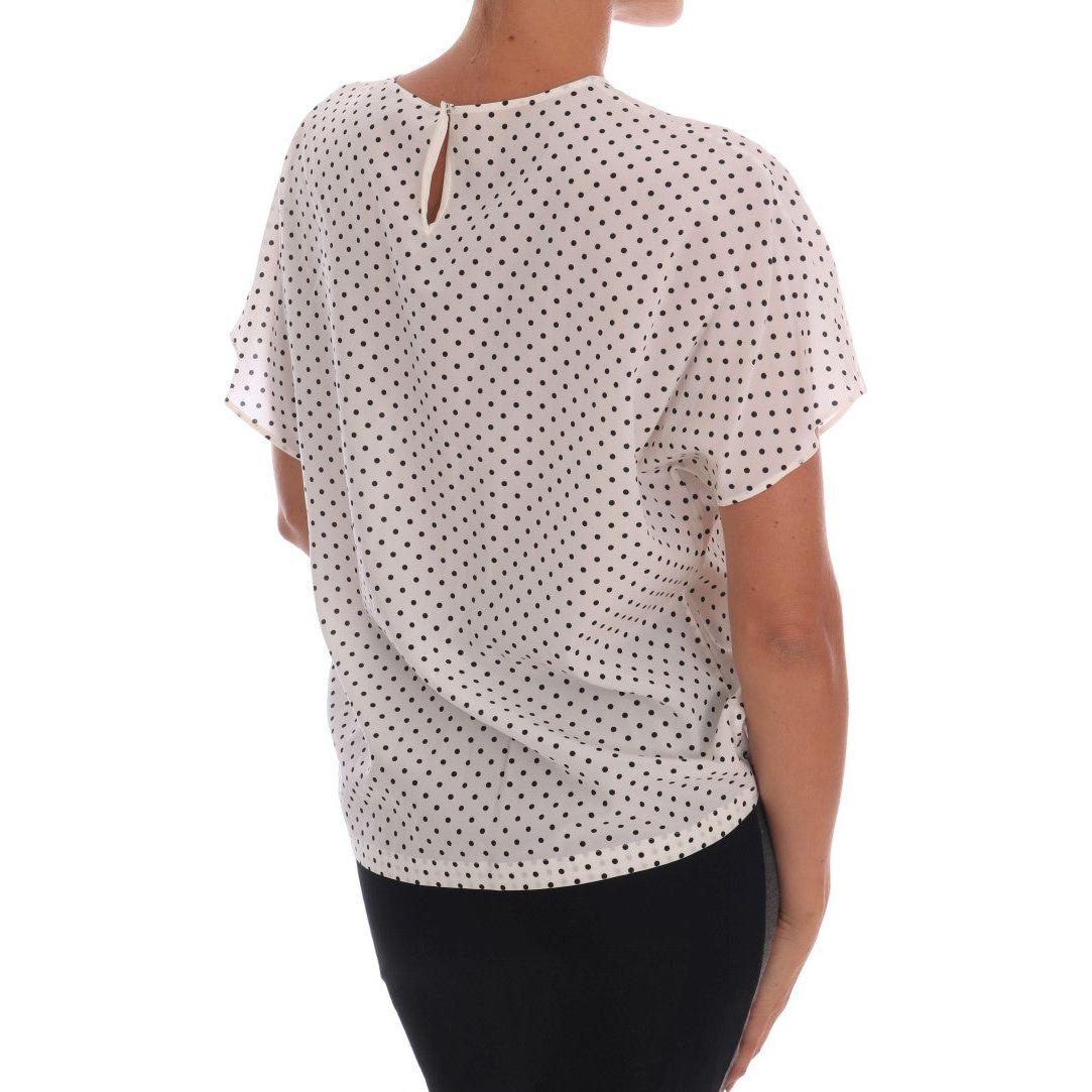 Dolce & Gabbana Chic Polka Dot Silk Blouse Dolce & Gabbana Gray