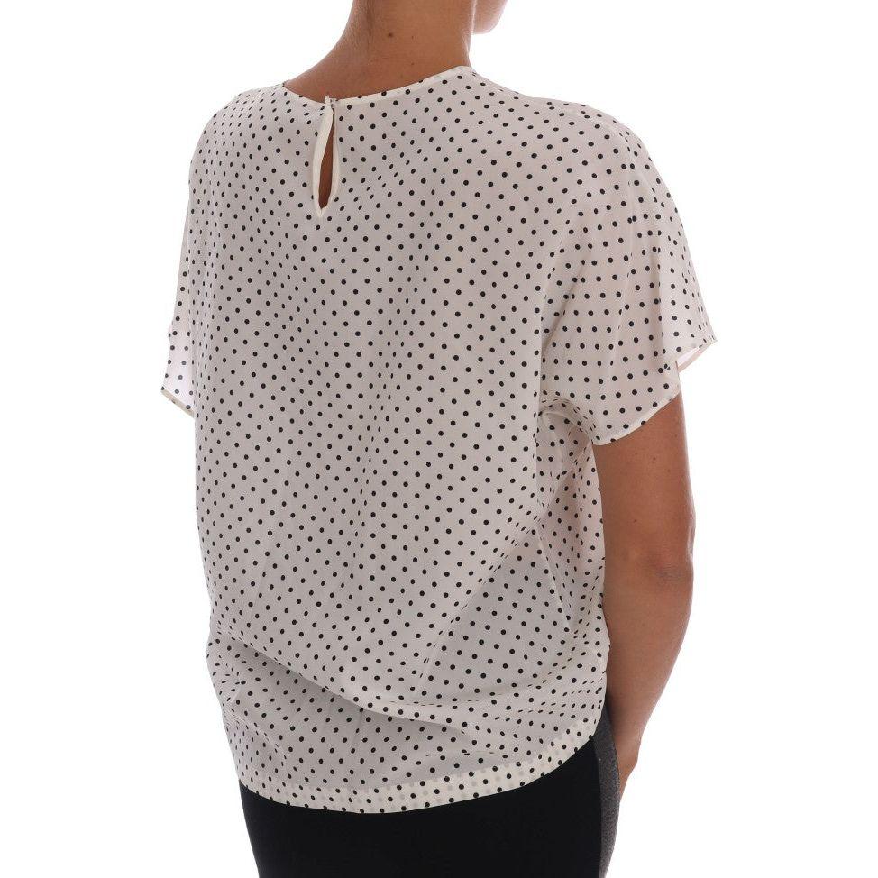 Dolce & Gabbana Chic Polka Dot Silk Blouse Dolce & Gabbana Dark Gray