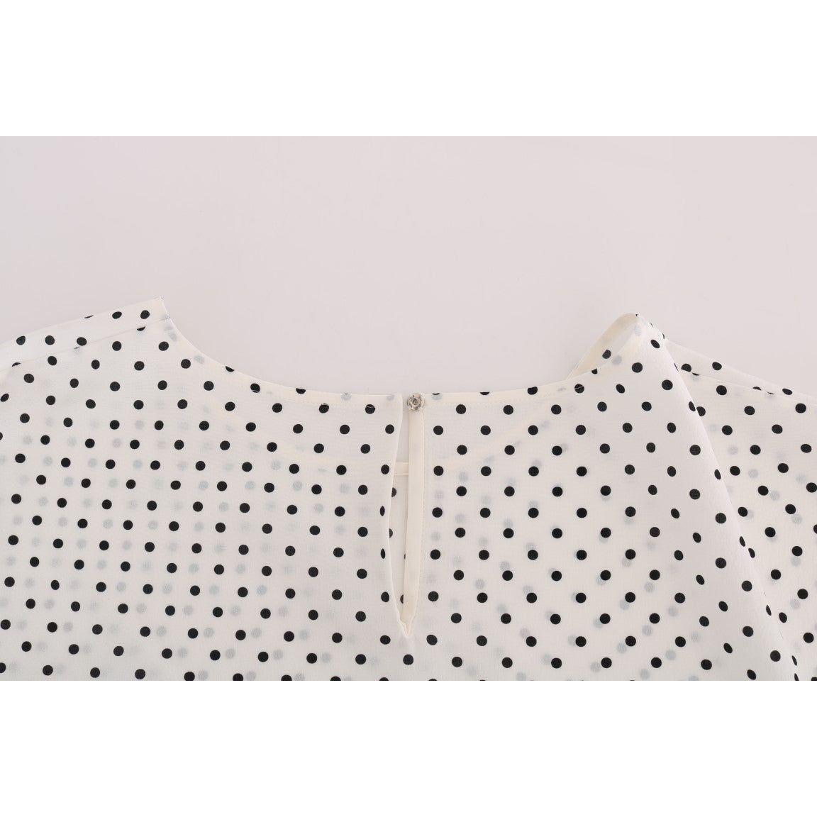 Dolce & Gabbana Chic Polka Dot Silk Blouse Dolce & Gabbana Light Gray