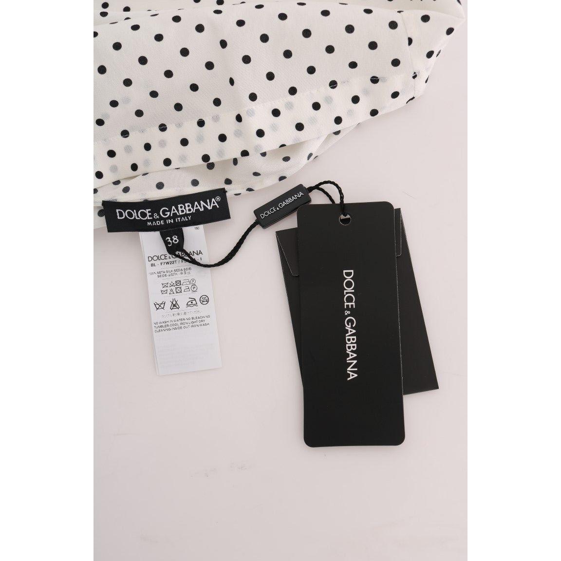 Dolce & Gabbana Chic Polka Dot Silk Blouse Dolce & Gabbana Light Gray