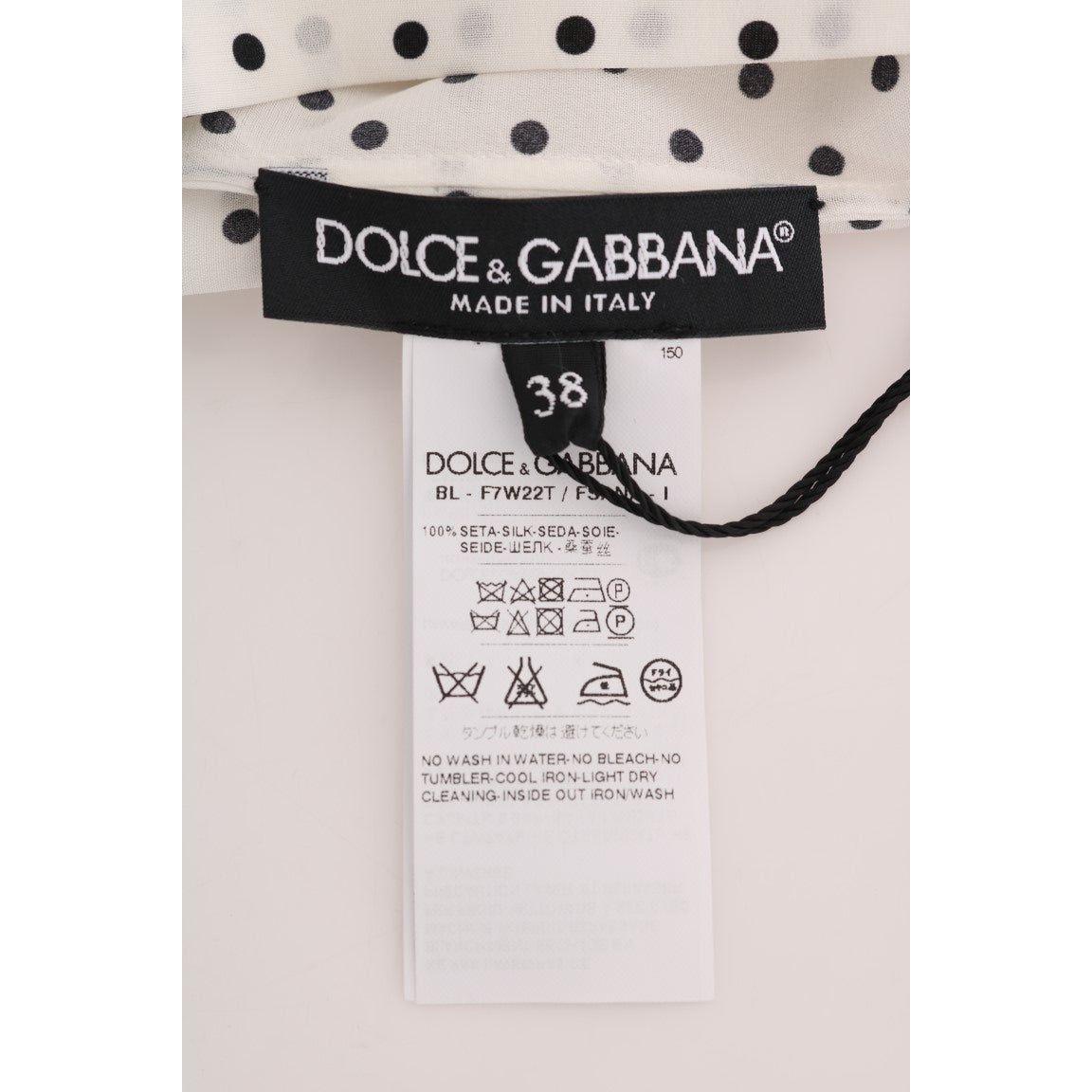 Dolce & Gabbana Chic Polka Dot Silk Blouse Dolce & Gabbana Light Gray