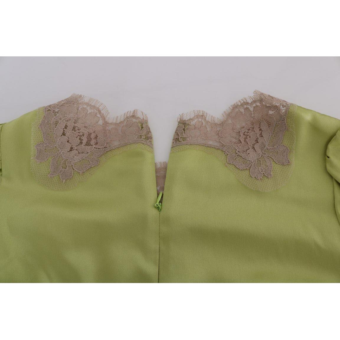 Dolce & Gabbana Elegant Floral Lace Silk Blouse Dolce & Gabbana Dim Gray
