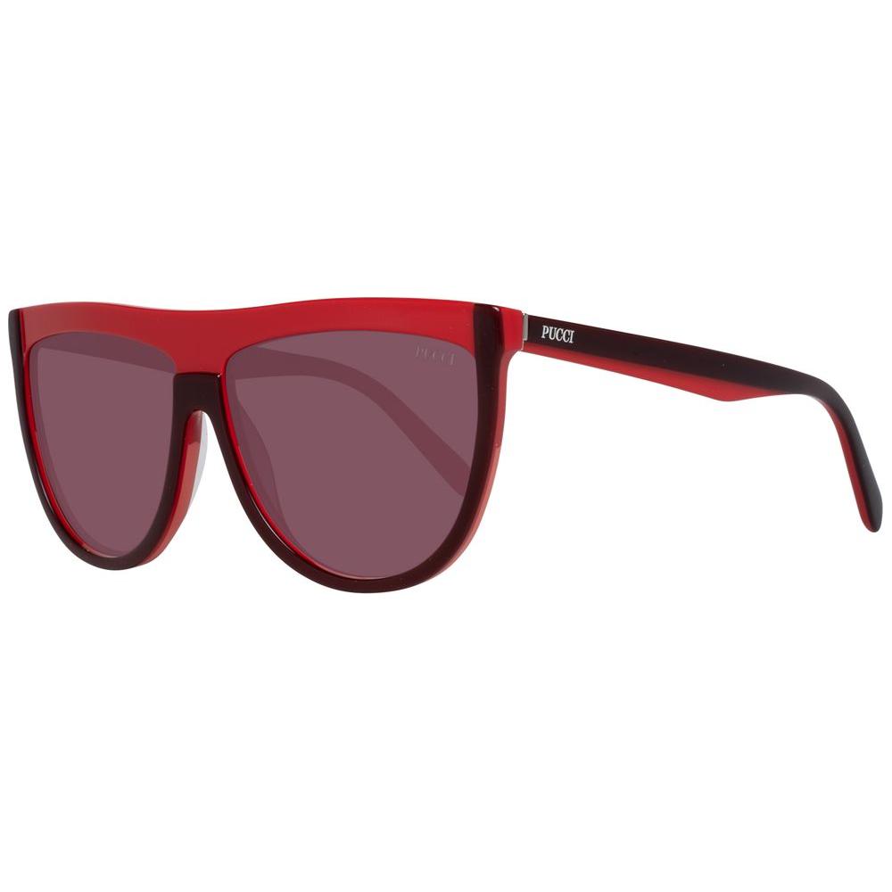 Emilio Pucci burgundy women's sunglasses with oval shape, plastic frame, brown gradient lenses, 100% UVA & UVB protection.