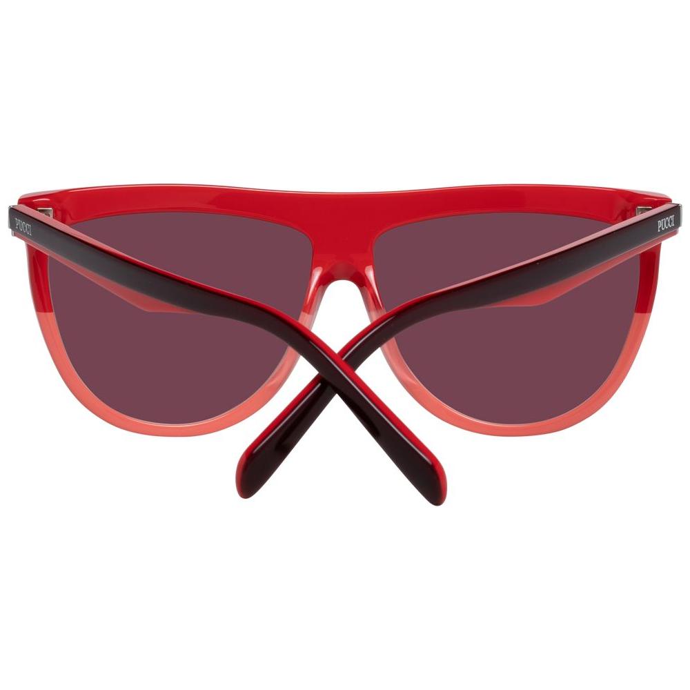 Emilio Pucci burgundy women's sunglasses with oval, gradient brown lenses and full-rim plastic frame for UV protection.
