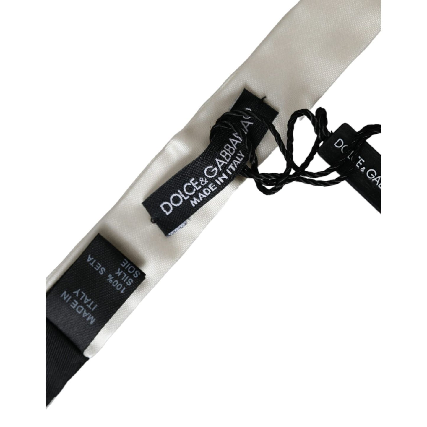 Dolce & Gabbana White Silk Slim Skinny Necktie Men Bow Tie