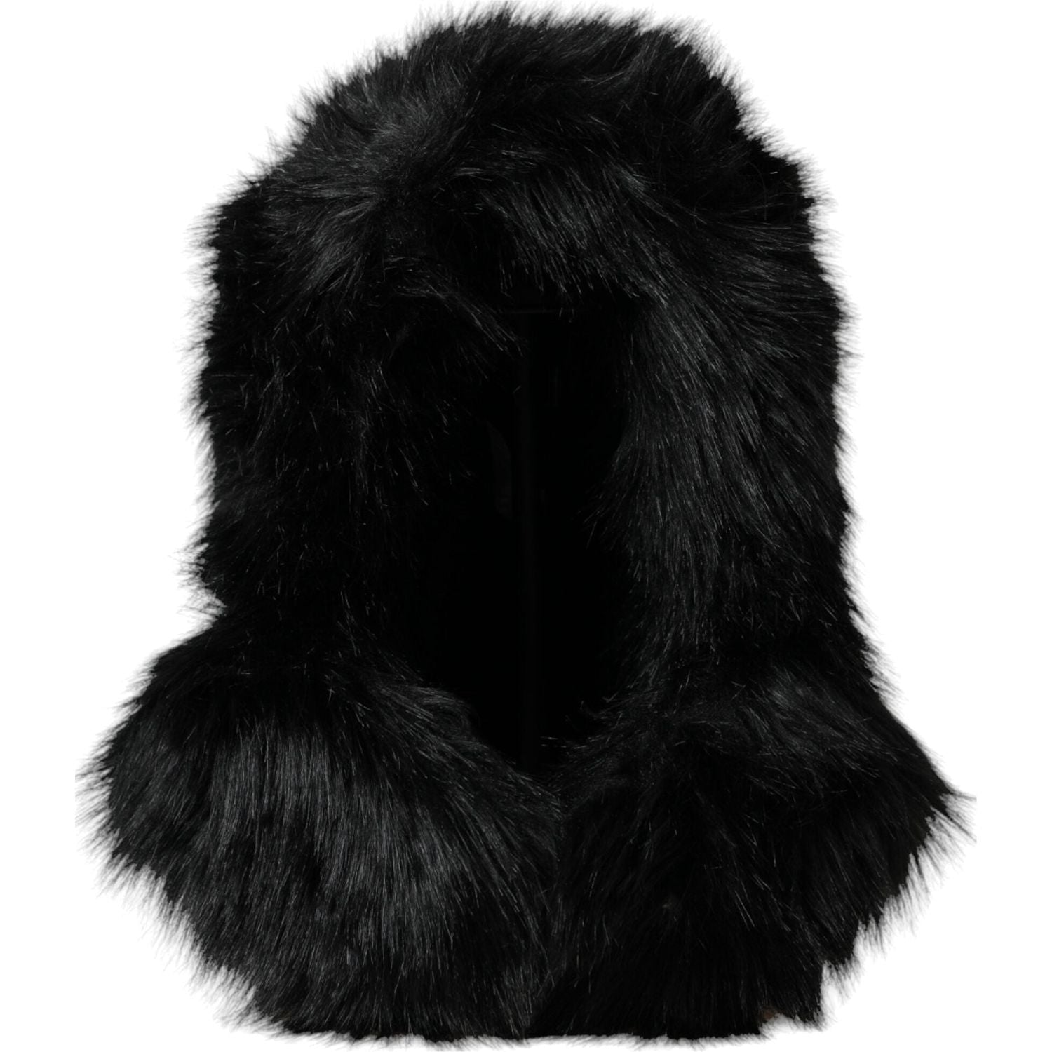 Dolce & Gabbana Black Faux Fur Whole Head Wrap Hat