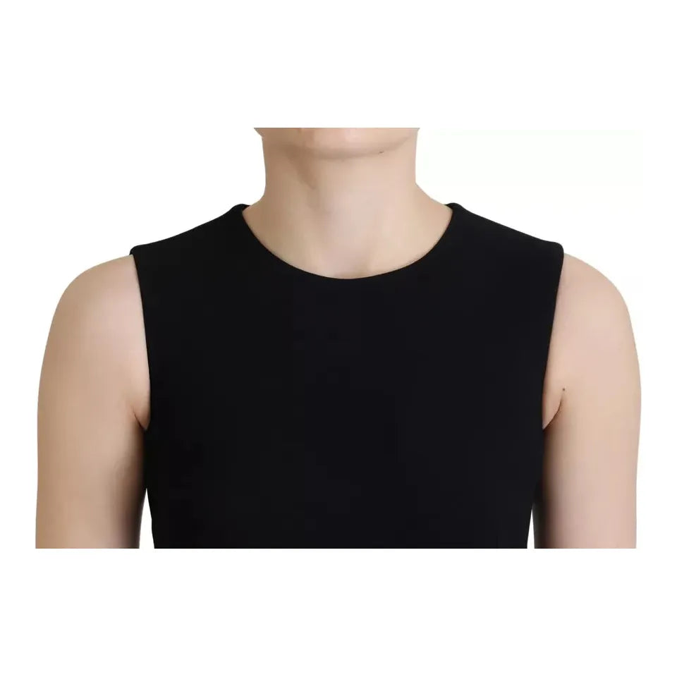 Dolce & Gabbana Black Dress Sheath Flare Viscose Dress Dolce & Gabbana Tan