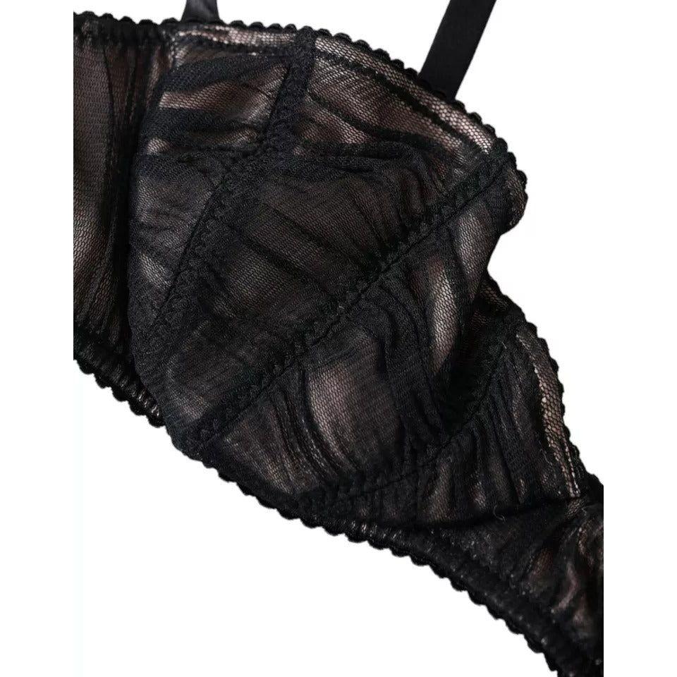 Dolce & Gabbana Black Silk Stretch Women Balconcino Bra Underwear Dolce & Gabbana Black