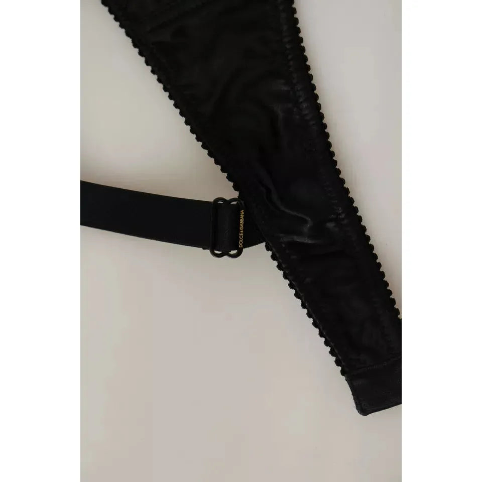Dolce & Gabbana Black Silk Lace Balconcino Bra Underwear Dolce & Gabbana Gray