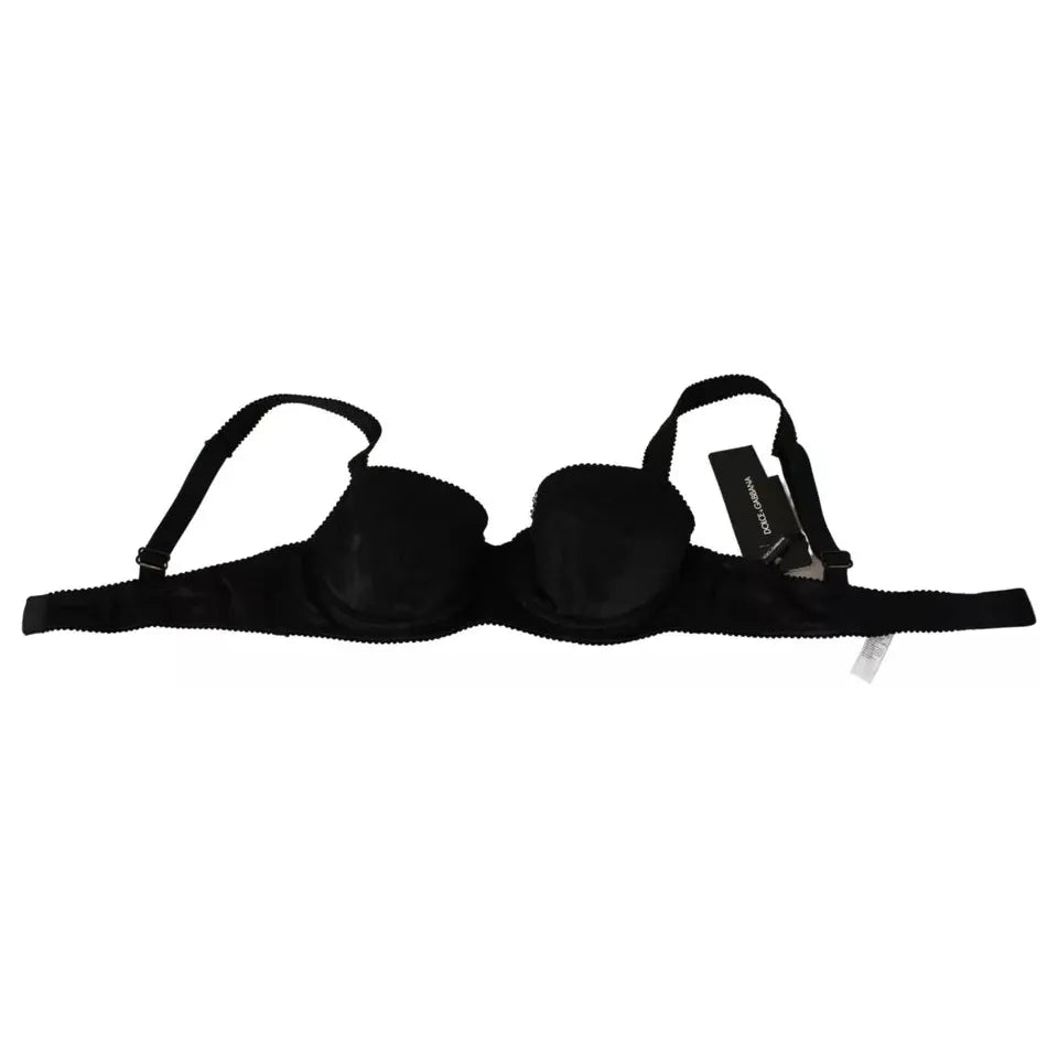 Dolce & Gabbana Black Silk Lace Balconcino Bra Underwear Dolce & Gabbana Black