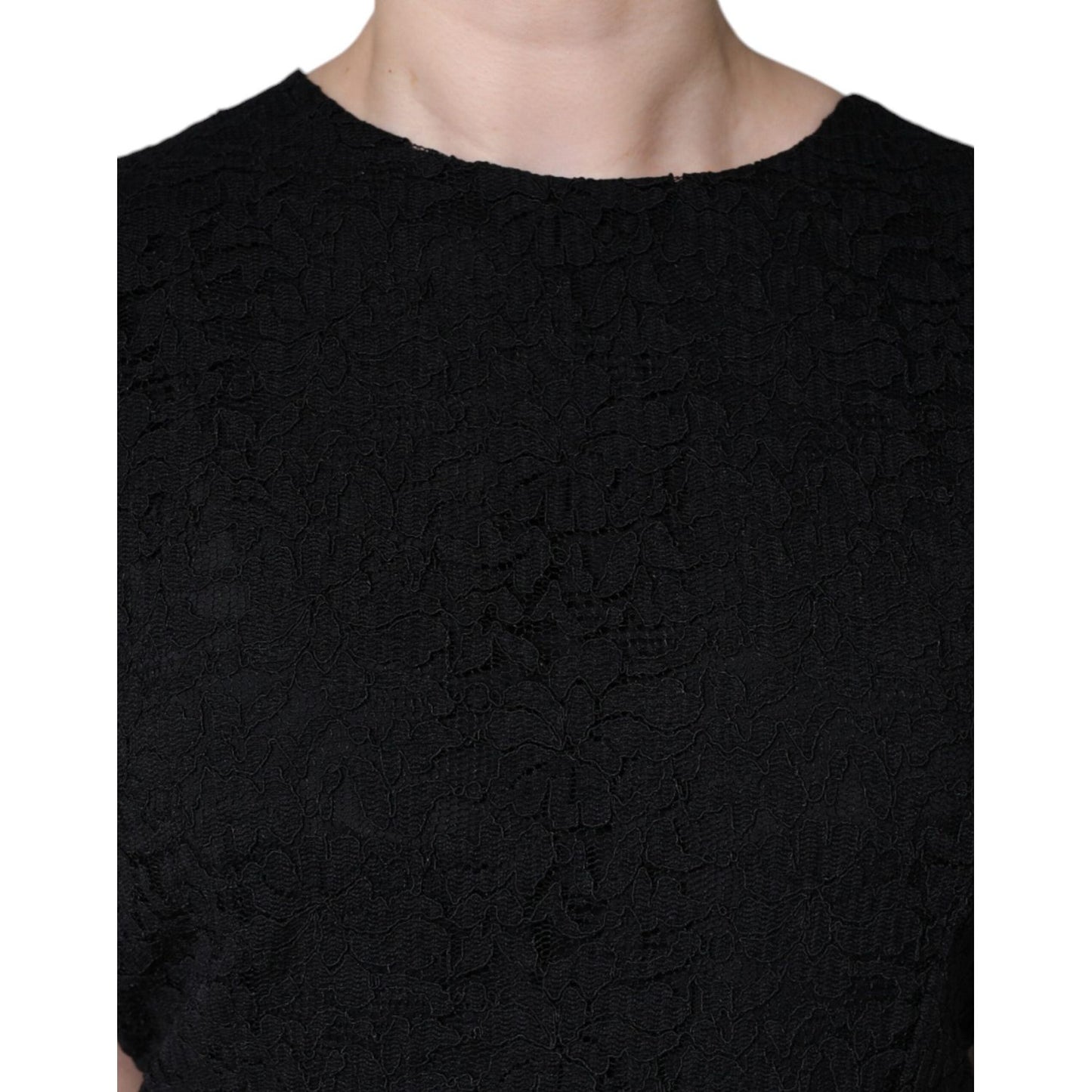 Dolce & Gabbana Black Cotton Sheath Knee Length Dress Dolce & Gabbana Black