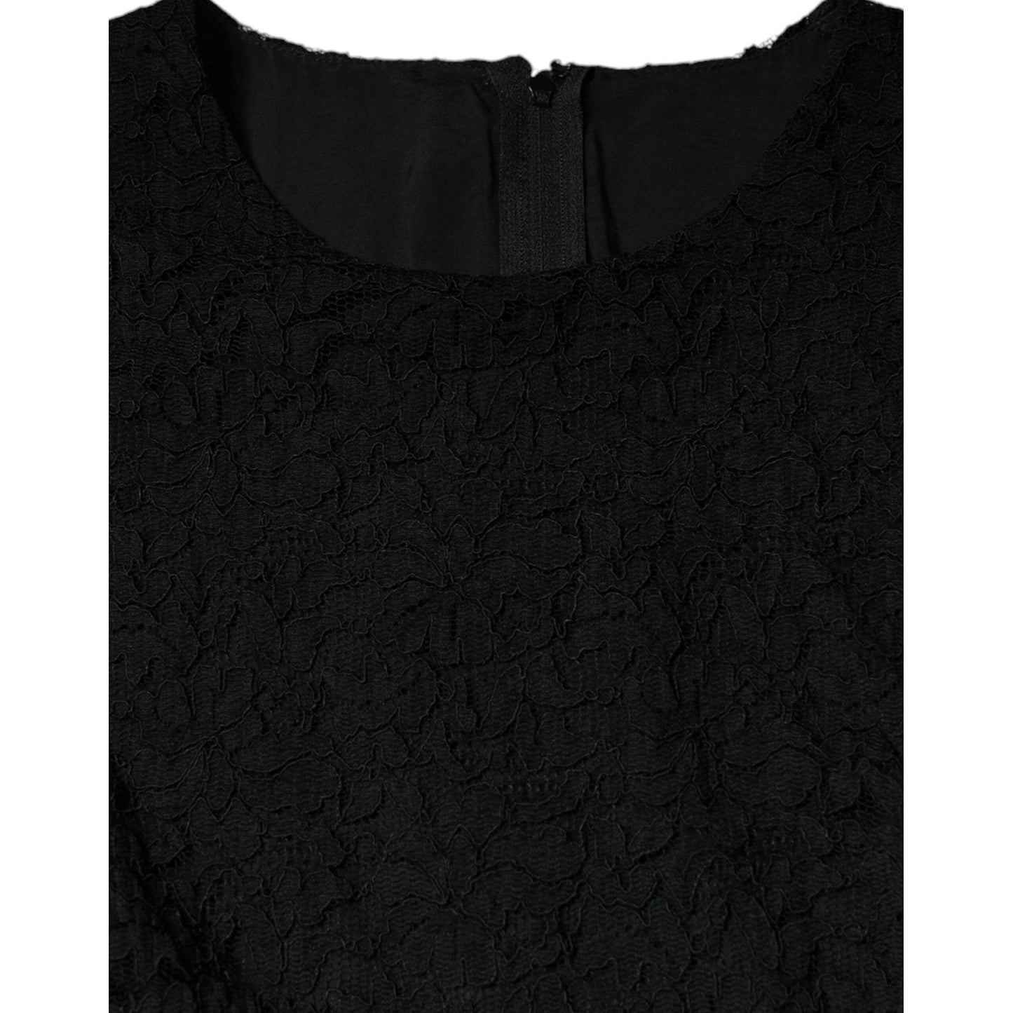 Dolce & Gabbana Black Cotton Sheath Knee Length Dress Dolce & Gabbana Black